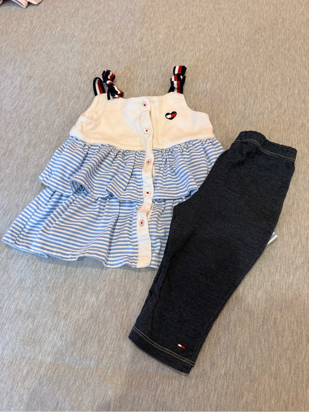 Tommy Hilfiger White Tank Top with Red & Blue Striped Ties